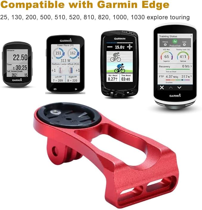 Front Combo Bicycle Computer Mount, Extended Out-Front Mount, Compatible with Garmin Cateye Bryton GoPro GPS or Cameras, Red