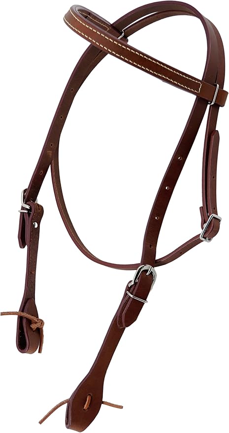 Western Horse Leather Headstall, Curb Bit Bridle, Latigo Leather Browband