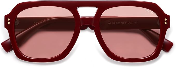 SOJOS レトロ 太め 偏光 アビエーターサングラス レディース メンズ、ラージ トレンディ 太縁 スクエア パイロット シェード SJ2385