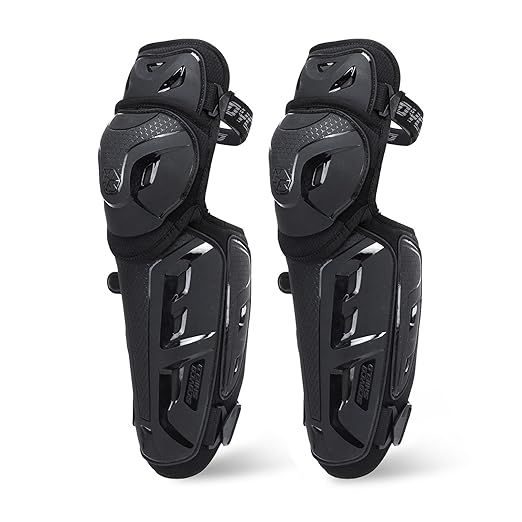 SCOYCO Motorcycle Knee Pads for Men - CE Level 1 Motocross Knee Shin Guards Protective Gear with 45°-180° Knee Flexibility Design and Adjustable Elastic Bands