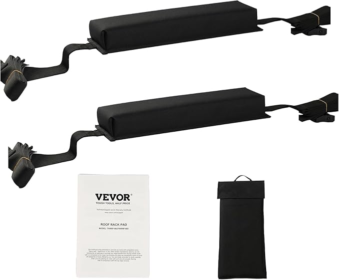 VEVOR Soft Roof Rack Pads, 15.5-Inch Universal Car Roof Rack Pads, 176LBS Loading Capacity Luggage Kayak Carrier with Portable Storage Bag for SUP Canoe Snowboard Paddle Board Surfboard