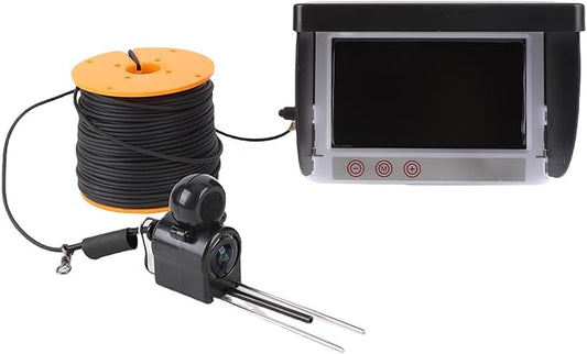水中釣りカメラ、水中魚群探知機、1080P、5MP、195°広角、4.3インチスクリーン、8個フィルライト、50m耐張ケーブル、収納バッグ付き、氷上釣り筏用