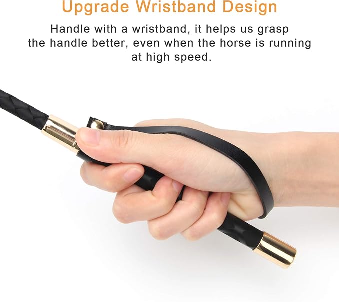 Coolrunner Riding Crop for Horse, 18 Inch Horse Whip with PU Leather Equestrianism Horse Crop Double Slapper Horse Whip Black Crops for Horses