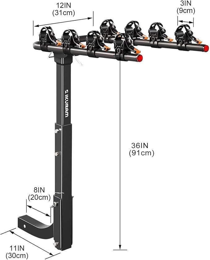 IKURAM R 4 Bike Rack Bicycle Carrier Racks Hitch Mount Double Foldable Rack for Cars, Trucks, SUV's and minivans with a 2" Hitch Receiver