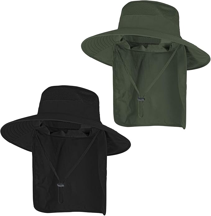Sun Hats for Men Women Fishing Hat UPF 50+ Breathable Wide Brim Bucket Hats Summer UV Protection Safari Hat with Neck Flap