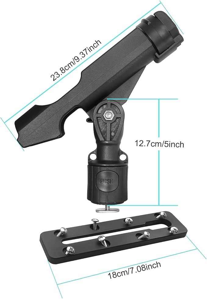 Kayak Fishing Rod Holder , Fishing Boat Rods Holder with T-Shaped Screw, 360° Adjustable Kayak Fishing Pole Holder Mounted Track or Kayak,