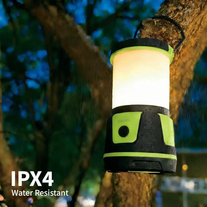 Rechargeable LED Lantern - 3000 Lumens, 5 Light Modes, IP54 Waterproof, 7500mAh Battery, Portable Flashlight for Camping, Hiking, Power Outages & Emergencie (Green)