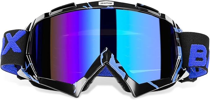 Motorcycle Glasses Goggles Dirt Bike Motocross Safety ATV Tactical Riding (Blue Black, Adult)