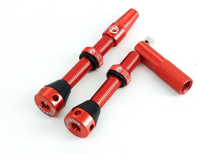Thinvik Presta Tubeless Valve Stem 44/48/65/70/85mm,Super Light Alloy Presta Tubeless Valve Stem Kit for Tubeless Tires-2 Tubeless Valve Stem (with Aluminum Alloy Valve Cap) + Valve Core Removal Tool