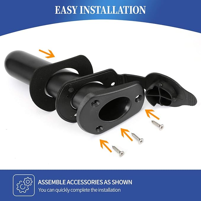 2 Pcs Kayak Deck Plastic Flush Mount Fishing Boat Rod Holders and Cap Cover, Fishing Tackle Accessory Tool