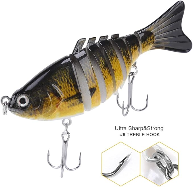 Lifelike Fishing Lures for Bass, Trout, Walleye, Predator Fish - Realistic Multi Jointed Fish Popper Swimbaits - Spinnerbaits Lure Fishing Tackle Kits - Freshwater and Saltwater Crankbaits - 3 Pack