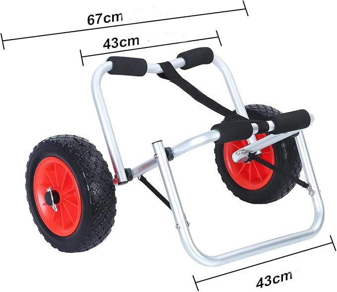 Foldable Kayak Cart with 10" Pneumatic Tire, Canoe Dolly Kayak Carrier Adjustable Kayak Transport Dolly Trailer, 150lb Capacity