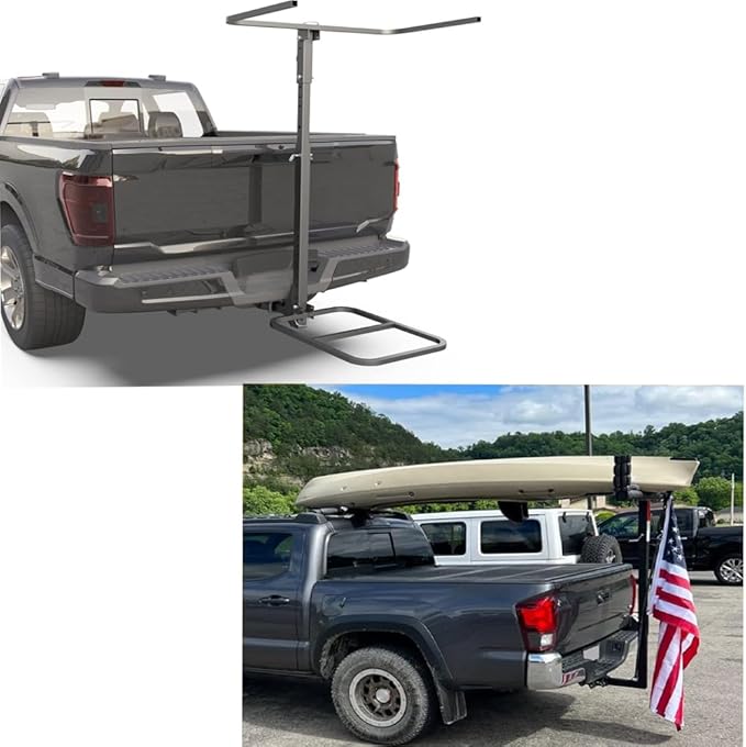 RV Hitch Mount Kayak Rack – Vertical Kayak Carrier for Up to 12’ Kayaks – 2” Hitch Receiver – 150 lbs Capacity – Compatible with RVs, Trucks & SUVs