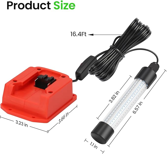 OLIBUY LED Underwater Green Fishing Light, 13W 1300 Lumens IP68 Rated Submersible Fishing Light Attractants for Night Fishing, Docks, Boats, Kayaks(No Battery)