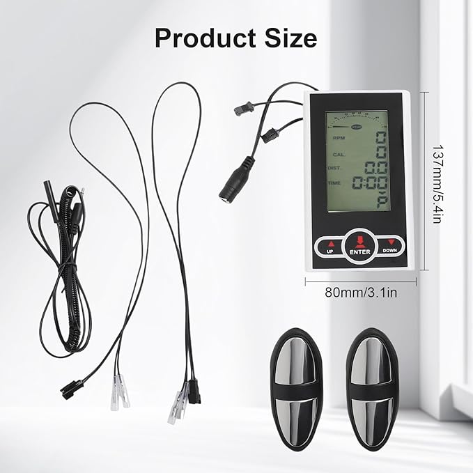 Exercise Bike Computer Monitor with Speedometer Display Heart Rate Sensor for Stationary Bike Elliptical Machine Time Speed Calories Tracking Accessory