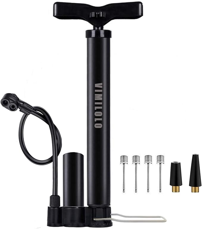 Bike Floor Pump, Bicycle Pump with Dual Presta & Schrader Valve Head, High Pressure Bicycle Tire Inflator, Portable Hand Air Pump for Road & Mountain Bikes, Strollers and Balls