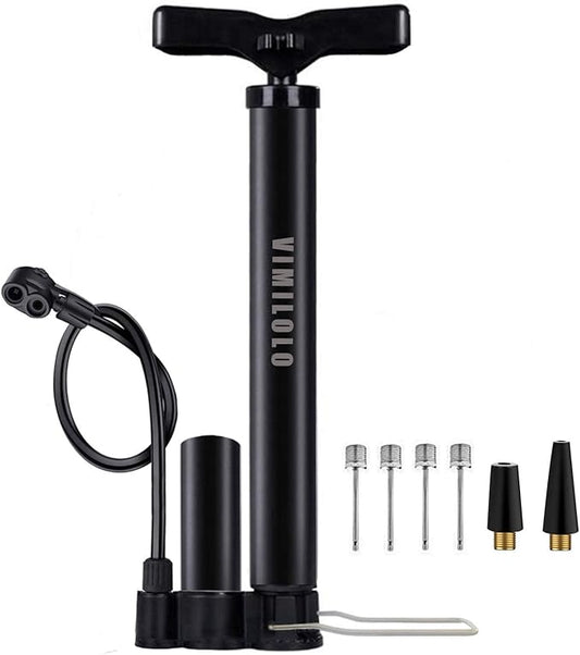 Bike Floor Pump, Bicycle Pump with Dual Presta & Schrader Valve Head, High Pressure Bicycle Tire Inflator, Portable Hand Air Pump for Road & Mountain Bikes, Strollers and Balls