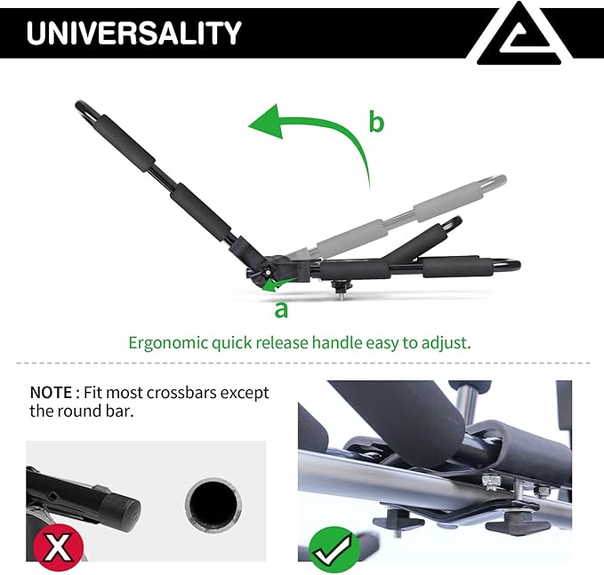 Leader Accessories Folding Kayak Rack 4 PCS/Set J Bar Car Roof Rack for Canoe Surf Board SUP On Roof Top Mount on SUV, Car and Truck Crossbar with 4 pcs Tie Down Straps - Smaller