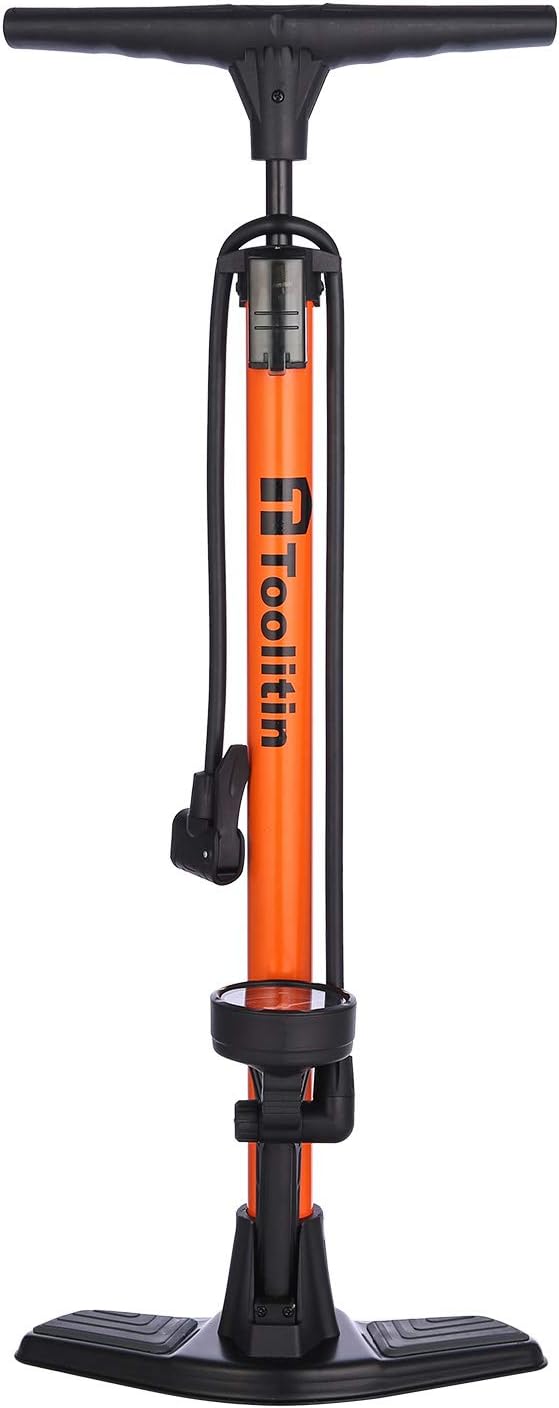 TOOLITIN Floor Bike Pump with Gauge,160 Psi High Pressure,Bicycle Pump Compatible with Presta and Schrader Valve,Bike Tire Pump for Road Bike,MTB,Hybrid,Balls