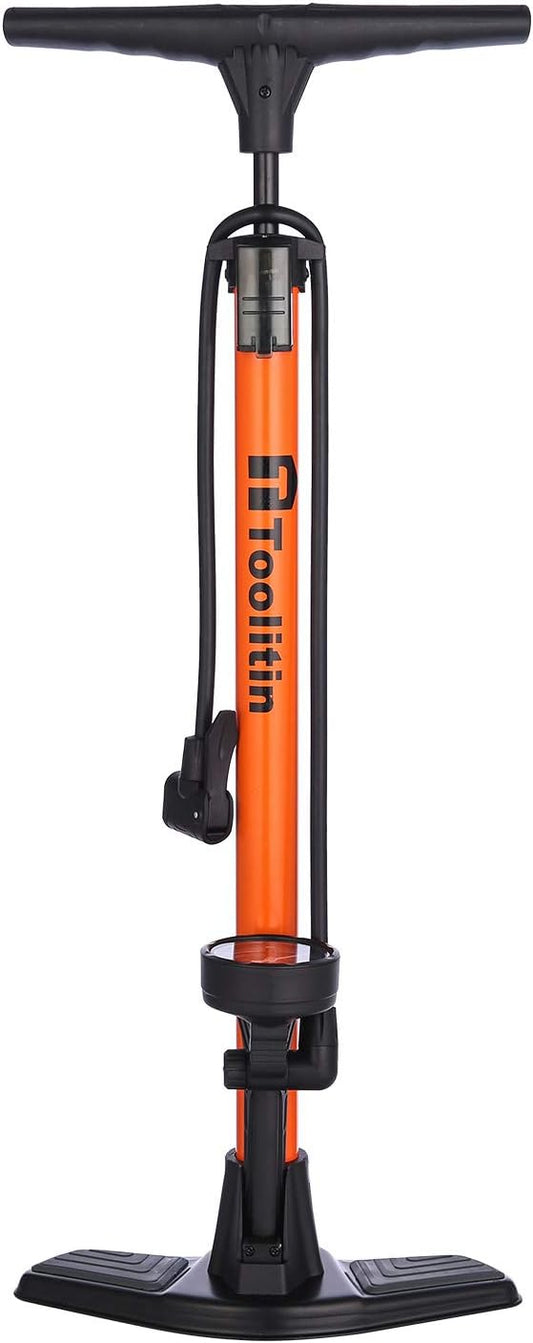 TOOLITIN Floor Bike Pump with Gauge,160 Psi High Pressure,Bicycle Pump Compatible with Presta and Schrader Valve,Bike Tire Pump for Road Bike,MTB,Hybrid,Balls