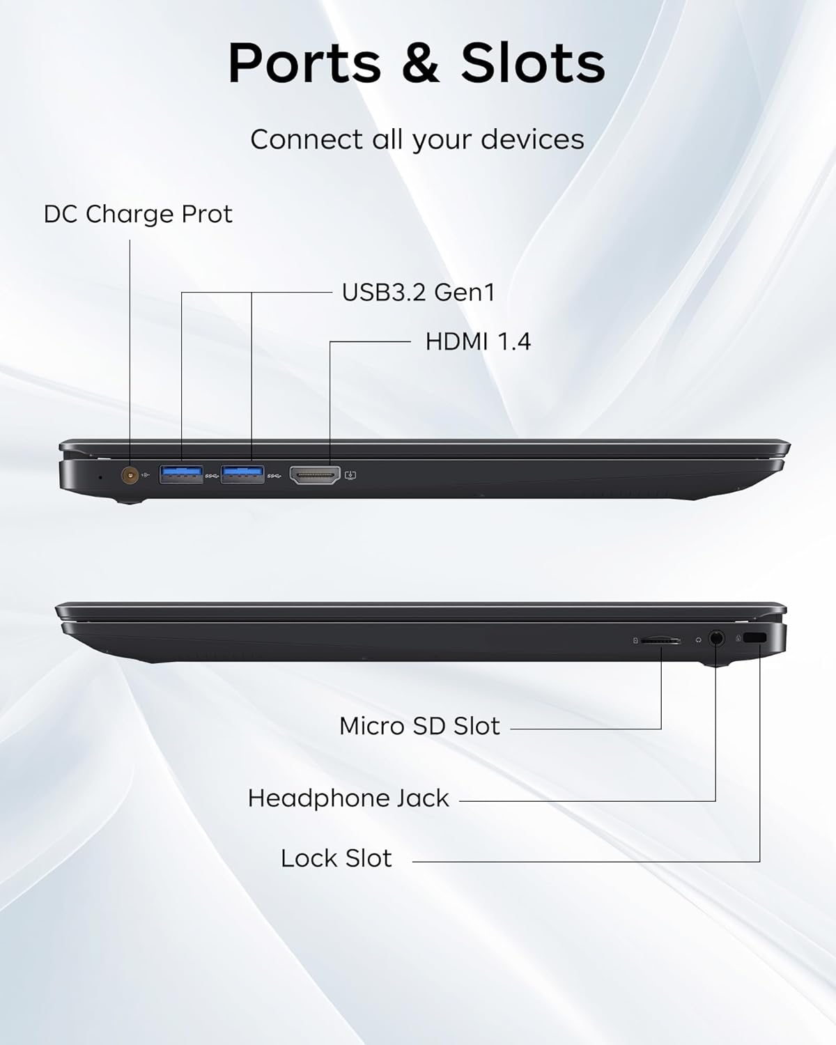 14 Inch Traditional Laptop Computers - 256GB SSD 8GB RAM Celeron CPU, WIFI5 and BT5.0, USB 3.0, TF Card Slot, Slim Lightweight Computer for Business and School (NC14G)