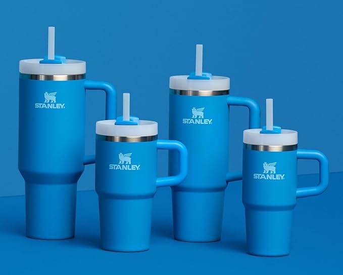STANLEY クエンチャー H2.0 タンブラー ハンドル＆ストロー付き 14oz | Flowstate 3段階開閉蓋 | 車のカップホルダー対応 | 保冷・保温 ステンレス | BPAフリー | アジュール
