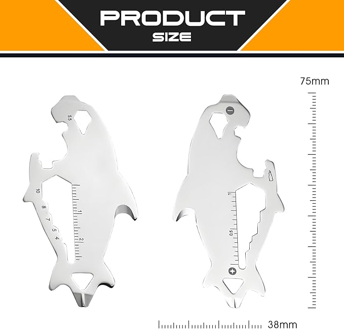 Father's Day Gifts for Dad from Daughter Son, Keychain Multi-tool 13 in 1 Pocket Gadgets Tools Bottle Opener Screwdriver, EDC Tool Key Ring Anniversary Birthday Gifts for Men Him (Shark)