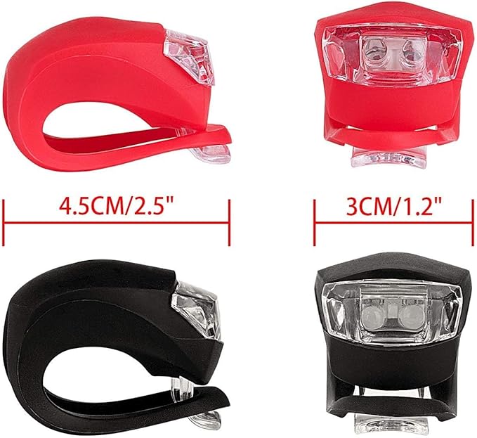 8 Pack Bicycle Light, Silicone LED Bike Light Set, 4 PCS Bike Headlight and 4 Pcs Taillight (Red & White)-Multi-Purpose Waterproof
