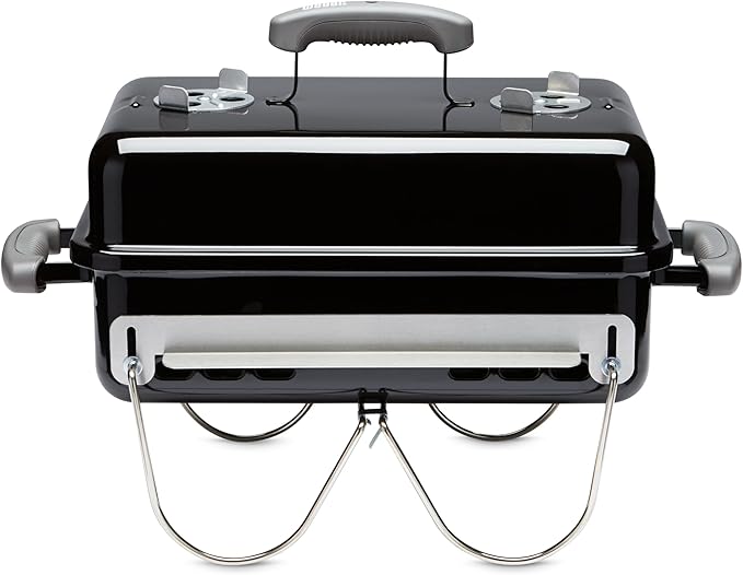 Weber Go‑Anywhere Charcoal Grill – Compact Portable BBQ Grill for Camping, Tailgating & Outdoor Cooking with 2‑Piece Cooking Grate & Precise Airflow Dampers