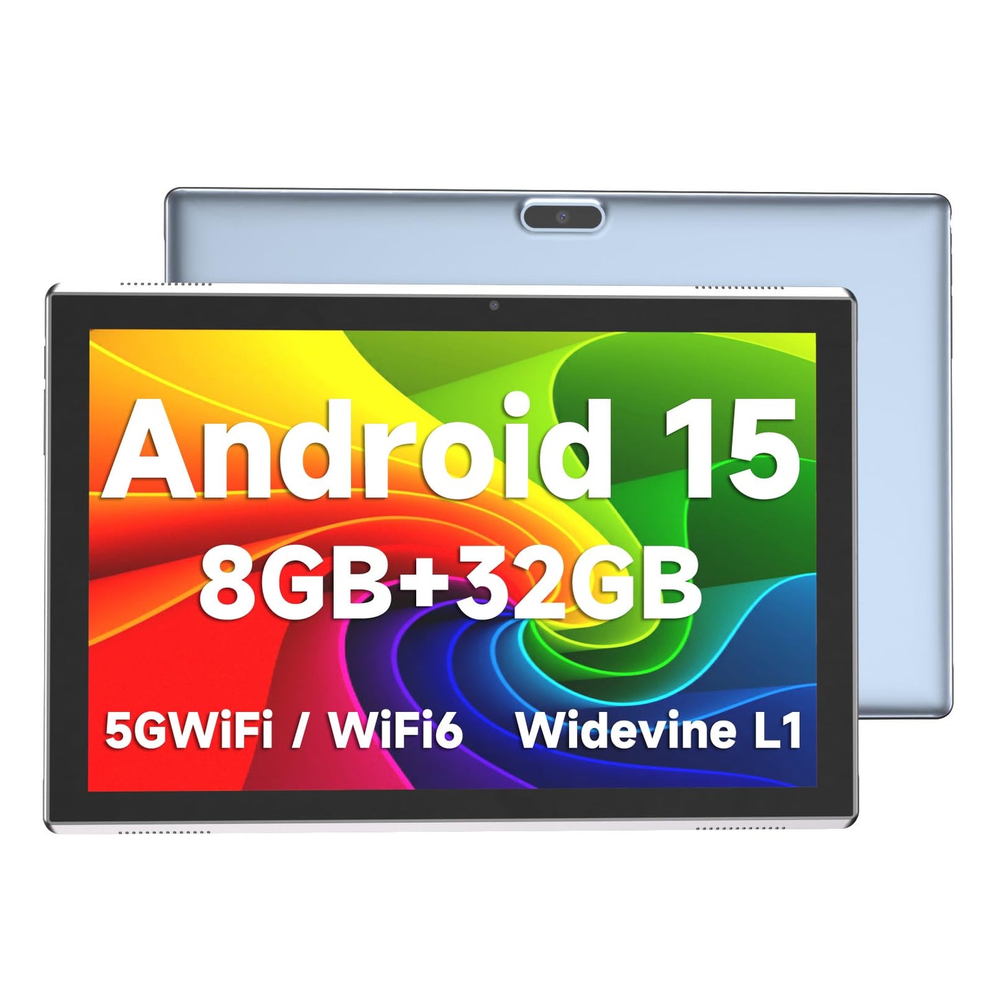 ZZB 10 inch Tablet Android 15 Tablet PC, 10.1" Android Tablets DDR4 8GB RAM 32GB ROM 2MP+8MP Dual Camera 5G WiFi-6 BT Support 1TB Expand 10 in IPS 6000mAh Battery Powerful Performance Tablets (Gray)