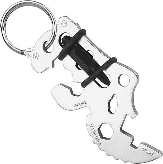 Father's Day Gifts for Dad from Daughter Son, Keychain Multi-tool 14 in 1 Pocket Gadgets Tools Bottle Opener Screwdriver, EDC Tool Key Ring Anniversary Birthday Gifts for Men Him (Rhino)