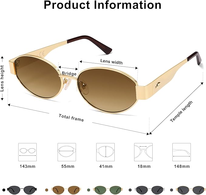 SOJOS Retro Oval Sunglasses for Women Trendy Classic Shades UV400 Protection SJ1256