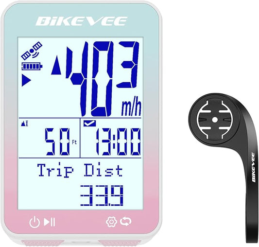 GPS Bike Computer Wireless Bicycle Speedometer Odometer 9 Languages Auto Backlight Auto Start Stop IPX7 Waterproof 2.4 Inch LCD Supports MPH KMH