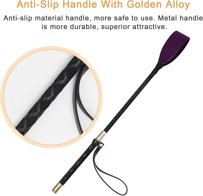 Coolrunner Riding Crop for Horse, 18 Inch Horse Whip with PU Leather Equestrianism Horse Crop Double Slapper Horse Whip Black Crops for Horses