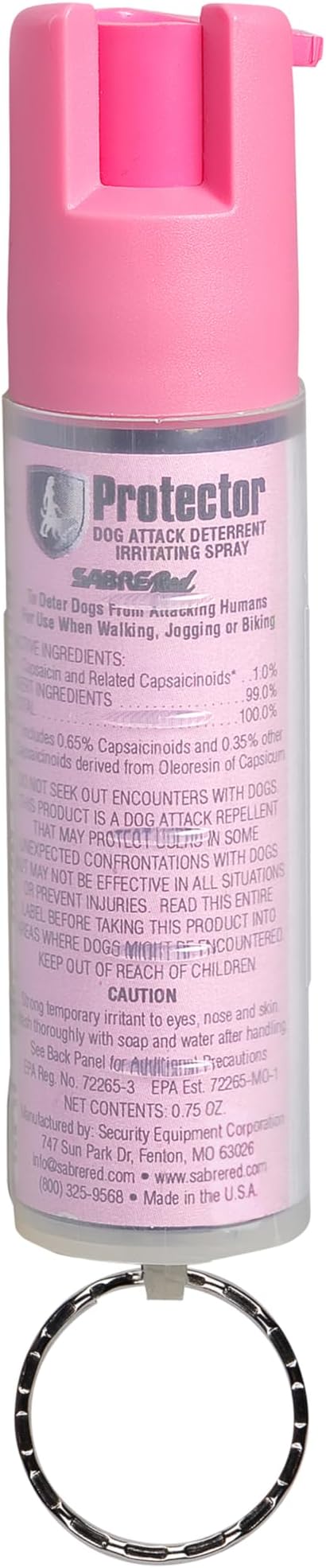 SABRE Protector Dog Spray with Key Ring, 14 Bursts, 12-Foot (4-Meter) Range, Humane Dog Attack Deterrent, Maximum Strength Allowed By EPA