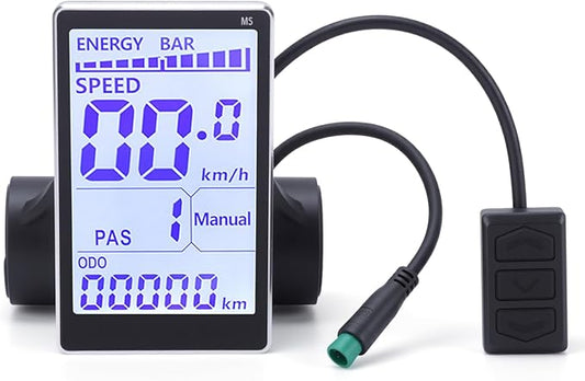 Bike Display LCD 5 Pin M5 Control Panel Bike Screen 24V 36V 48V 60V Universal Scooters Electric Meter Panel Bikes 22.2 31.8mm Handlebars Display to Enrich Cycling Journey (No. 2 Protocol)