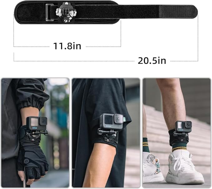 Wrist Strap Mount Compatible with GoPro Hero 13/12/11/10/9/8/7//6/5 Black,DJI Osmo Action 5 pro/4/3,Insta 360 ONE R,AKASO/Campark and More