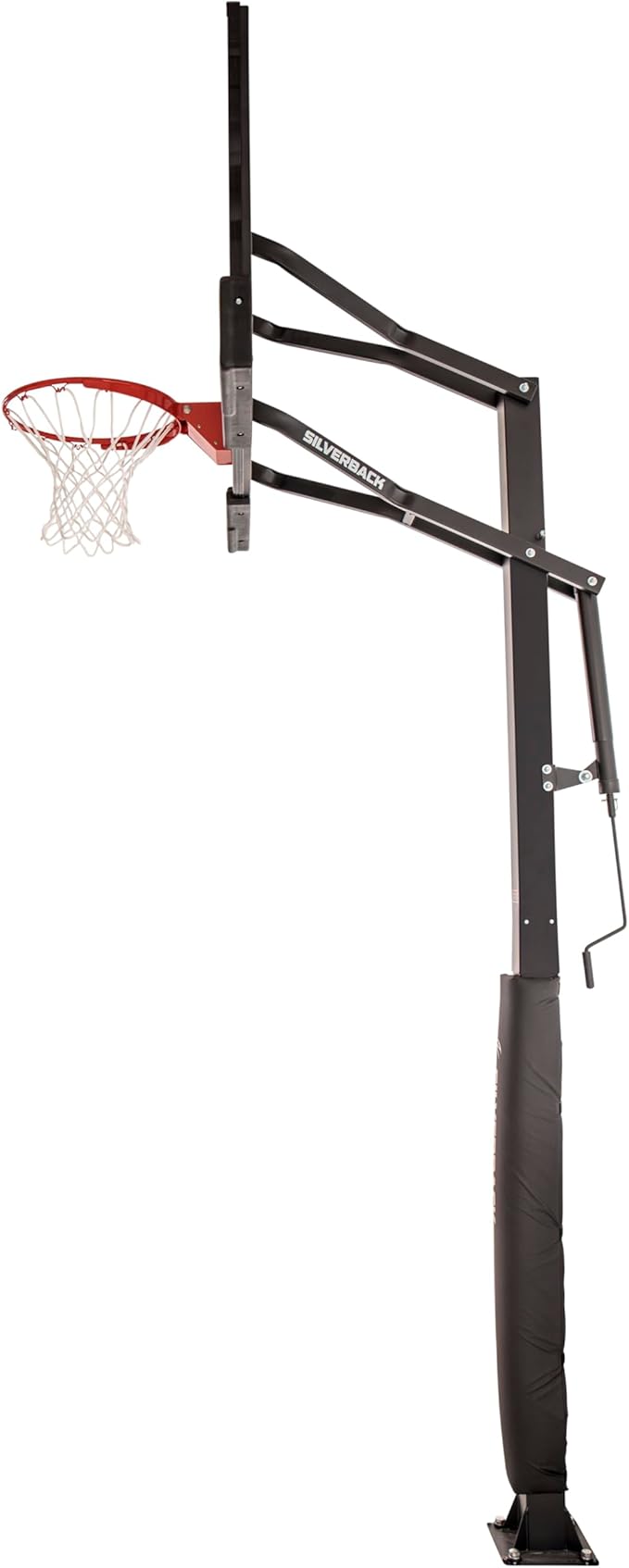 Silverback Height Adjustable In-Ground Basketball Hoop with Tempered Glass Backboard, Pro-Style Breakaway Rim & Backboard Pad