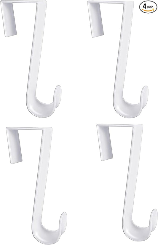 Dependable Industries inc. Essentials Over The Door Hooks – 4 Pack White Plastic Door Hangers for Towels, Clothes, Coats – 4.5" Closet Hooks Fit Up to 1.5" Doors – Bedroom, Bathroom, Dorm, Entryway