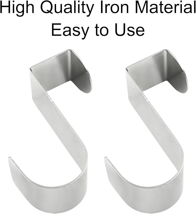 6 Pack Over The Cabinet Door Hook, Metal Single Over Door Hooks Hanger Hook for Hanging Stocking Clothes Towels (Silver)
