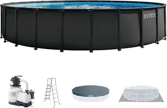 INTEX Ultra XTR 24 ft x 52 in Above Ground Pool Set, Round Swimming Pool with Steel Frame, 2100 GPH Sand Filter Pump, Ladder, Cover, & Ground Cloth
