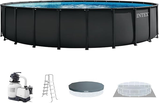 INTEX Ultra XTR 24 ft x 52 in Above Ground Pool Set, Round Swimming Pool with Steel Frame, 2100 GPH Sand Filter Pump, Ladder, Cover, & Ground Cloth