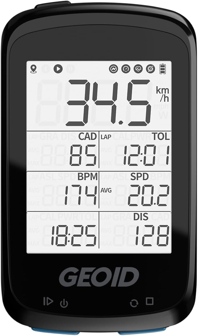 GEOID CC500 Bike Computer GPS, Wireless Bike Speedometer, ANT+ Bluetooth 2.5 Inch Bicycle Computer,IPX6 Waterproof Cycling Computer with Auto Backlight
