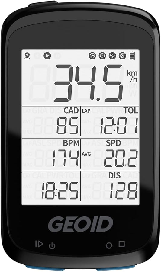 GEOID CC500 Bike Computer GPS, Wireless Bike Speedometer, ANT+ Bluetooth 2.5 Inch Bicycle Computer,IPX6 Waterproof Cycling Computer with Auto Backlight
