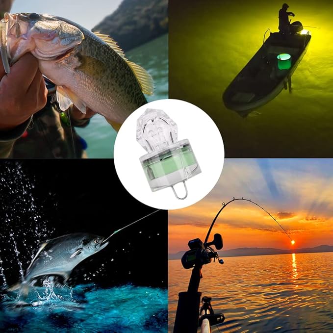 LED水中集魚ライト10個パック、カラフル点滅ストロボLEDフィッシングライト、防水誘引ダイヤモンドルアーライト、海水・淡水マグロ用