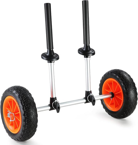 VEVOR Kayak Cart, 230/250lbs Canoe Cart Dolly with 7.5in/10in Solid Rubber Tires & Kickstand, Adjustable Width, Detachable Portable Watercraft Cart for Kayaks, Canoes, Paddle Boards