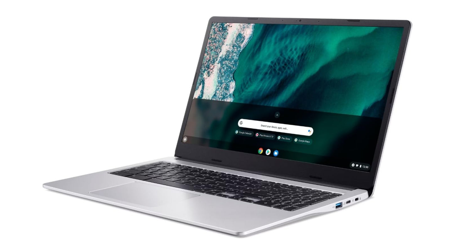 New Chromebook 315 Business & Student Laptop 15.6 inch HD Display Pentiu.m N6000 Processor 4GB RAM LPDDR4X 128GB eMMC Numeric Keypad Webcam WiFi USB-C Port up to 10 Hours Battery Life Chrom.eOS Silver