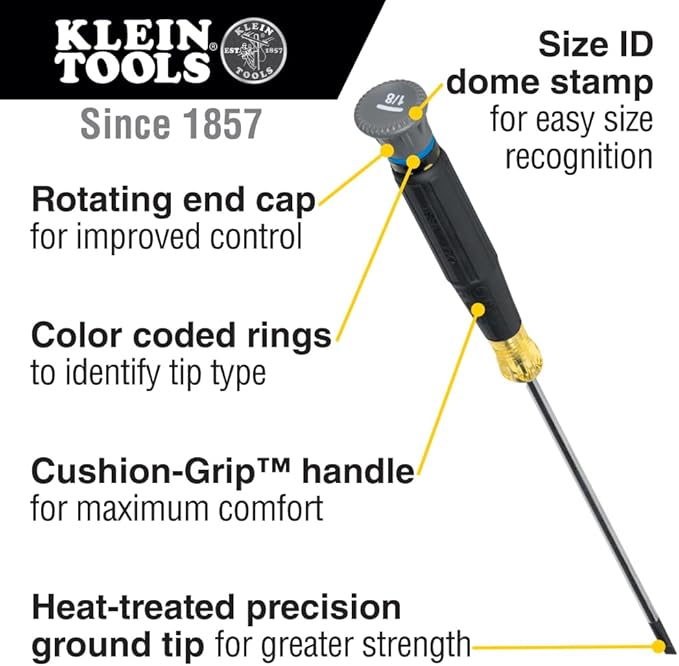 Klein Tools 85814 14-Piece Screwdriver Set, 4 Precision, 5 Standard Drivers with Color-Coded Handles, 3 Insulated Screwdrivers, 1 Demolition Driver, and Magnetizer