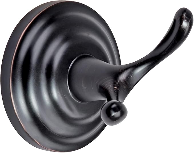 Amazon Basics Zinc Traditional Round Bathroom Towel and Robe Hook, Oil Rubbed Bronze, Easy Installation | Traditional, Round, Bathroom