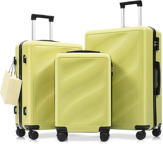 Hardside Luggage Sets, Lightweight Wave Suitcase with Spinner Wheels